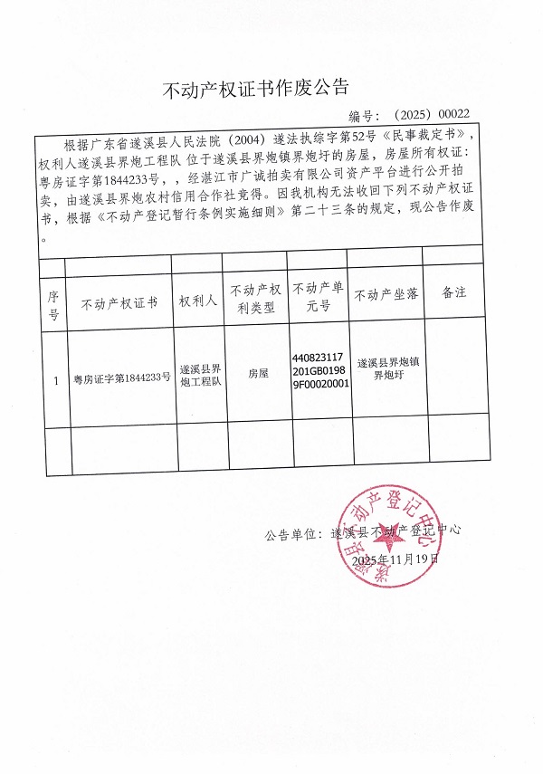 不動(dòng)產(chǎn)權(quán)證書(shū)作廢公告(遂溪縣界炮工程隊(duì)).jpg